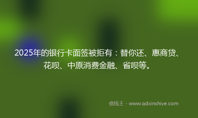 2025年的银行卡面签被拒有：替你还、惠商贷、花呗、中原消费金融、省呗等。