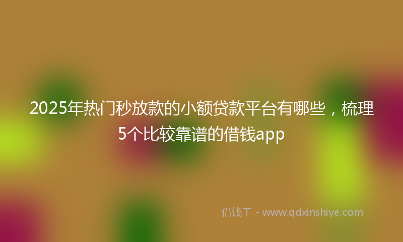 2025年热门秒放款的小额贷款平台有哪些，梳理5个比较靠谱的借钱app