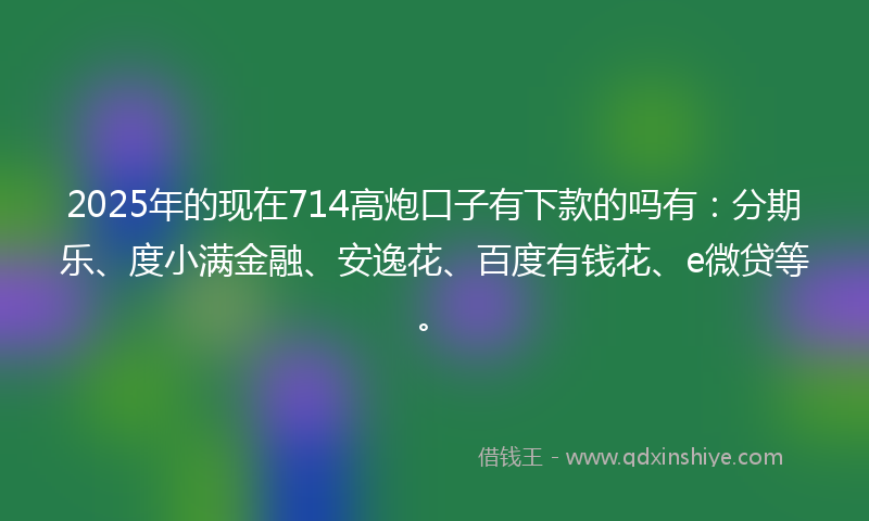 2025年的现在714高炮口子有下款的吗有：分期乐、度小满金融、安逸花、百度有钱花、e微贷等。