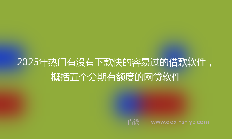 2025年热门有没有下款快的容易过的借款软件，概括五个分期有额度的网贷软件