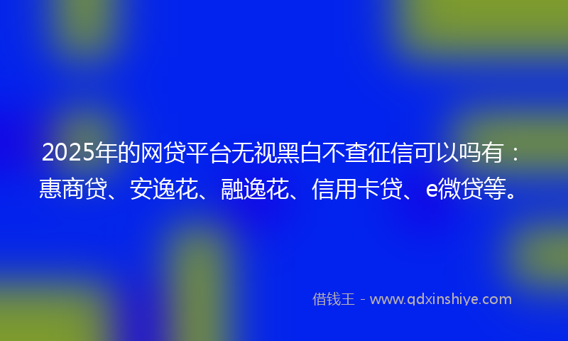 2025年的网贷平台无视黑白不查征信可以吗有：惠商贷、安逸花、融逸花、信用卡贷、e微贷等。