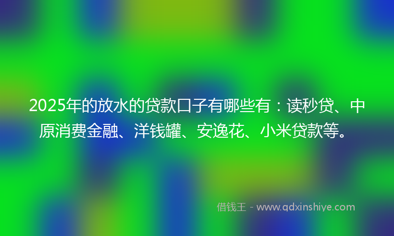 2025年的放水的贷款口子有哪些有：读秒贷、中原消费金融、洋钱罐、安逸花、小米贷款等。