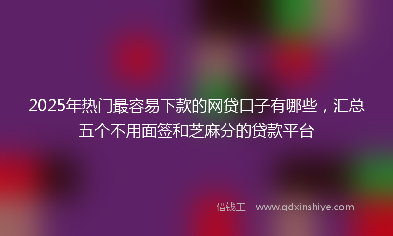 2025年热门最容易下款的网贷口子有哪些，汇总五个不用面签和芝麻分的贷款平台