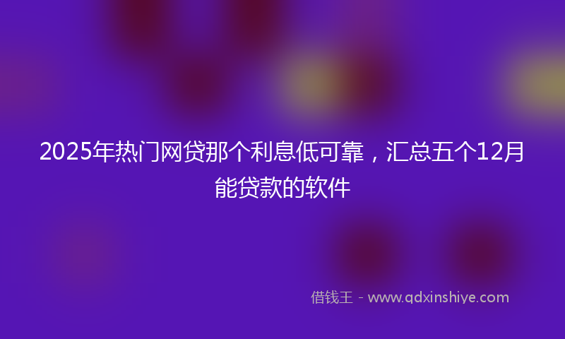2025年热门网贷那个利息低可靠，汇总五个12月能贷款的软件