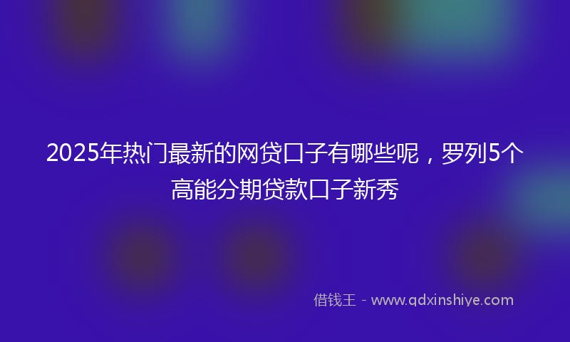 2025年热门最新的网贷口子有哪些呢，罗列5个高能分期贷款口子新秀