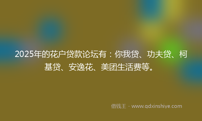 2025年的花户贷款论坛有：你我贷、功夫贷、柯基贷、安逸花、美团生活费等。