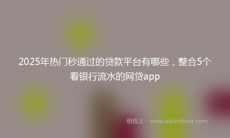 2025年热门秒通过的贷款平台有哪些，整合5个看银行流水的网贷app