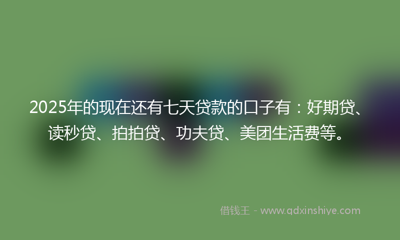 2025年的现在还有七天贷款的口子有：好期贷、读秒贷、拍拍贷、功夫贷、美团生活费等。