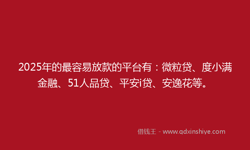 2025年的最容易放款的平台有：微粒贷、度小满金融、51人品贷、平安i贷、安逸花等。