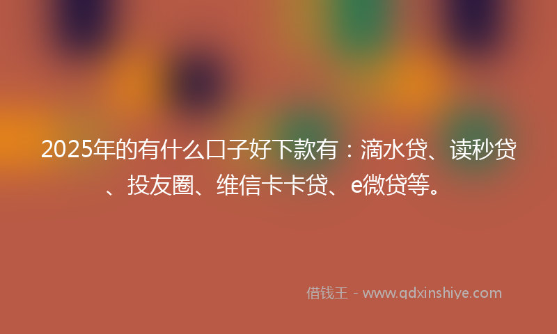 2025年的有什么口子好下款有：滴水贷、读秒贷、投友圈、维信卡卡贷、e微贷等。