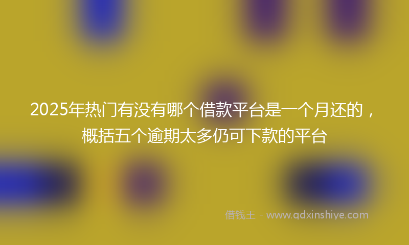 2025年热门有没有哪个借款平台是一个月还的，概括五个逾期太多仍可下款的平台