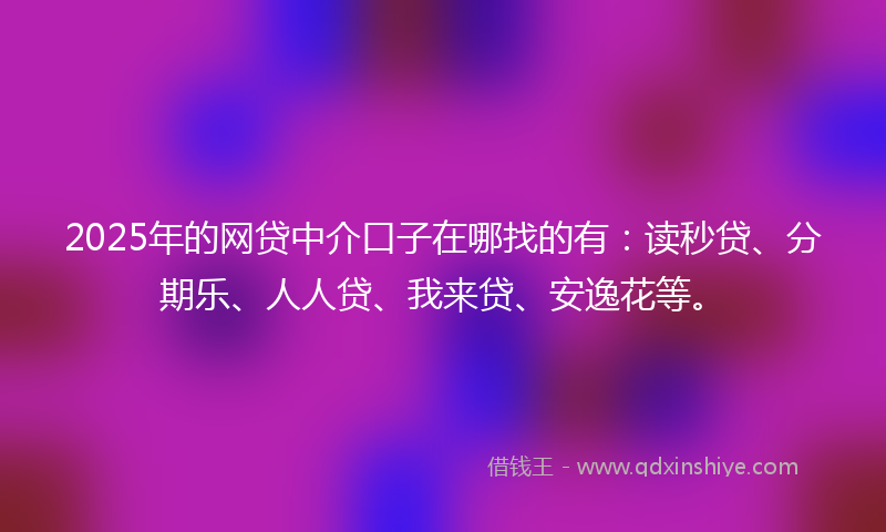 2025年的网贷中介口子在哪找的有：读秒贷、分期乐、人人贷、我来贷、安逸花等。