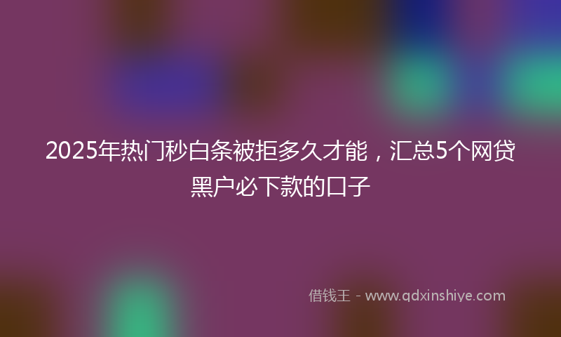 2025年热门秒白条被拒多久才能，汇总5个网贷黑户必下款的口子