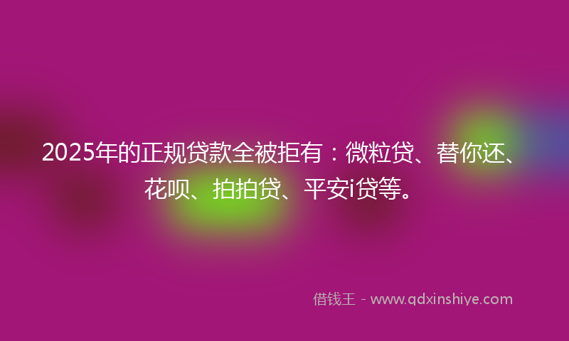 2025年的正规贷款全被拒有：微粒贷、替你还、花呗、拍拍贷、平安i贷等。