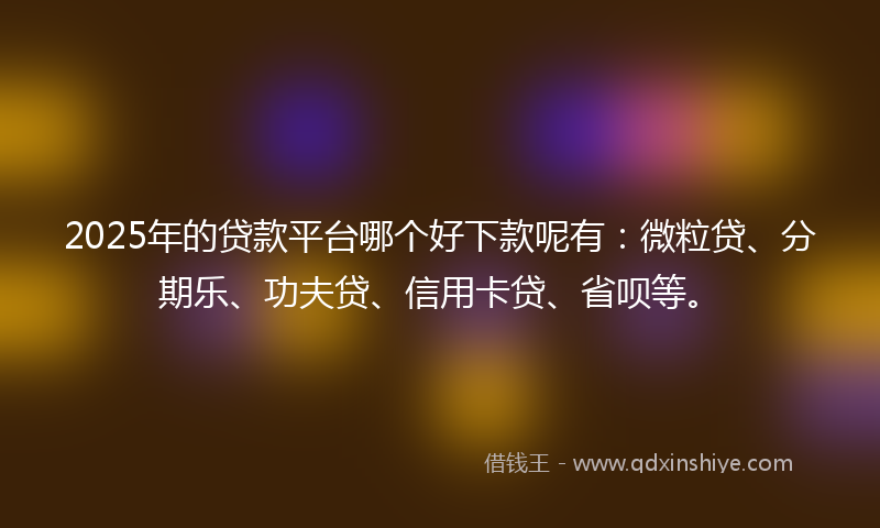 2025年的贷款平台哪个好下款呢有：微粒贷、分期乐、功夫贷、信用卡贷、省呗等。