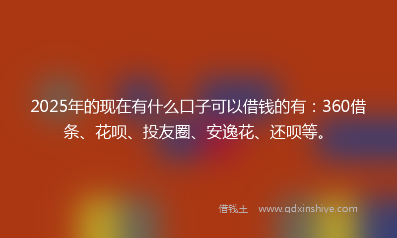 2025年的现在有什么口子可以借钱的有：360借条、花呗、投友圈、安逸花、还呗等。