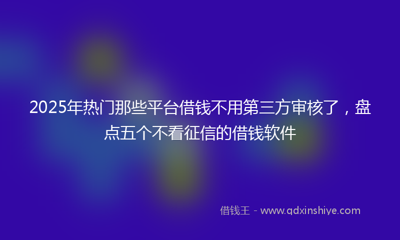2025年热门那些平台借钱不用第三方审核了，盘点五个不看征信的借钱软件