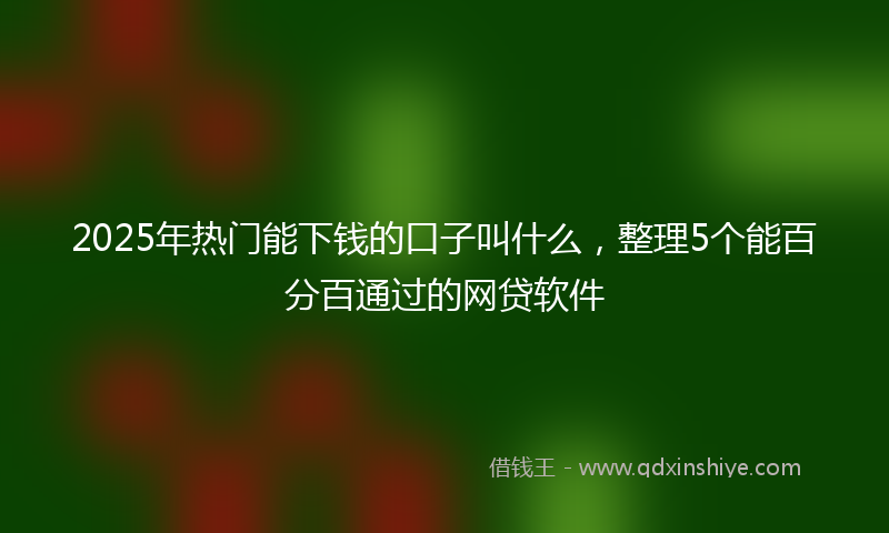 2025年热门能下钱的口子叫什么，整理5个能百分百通过的网贷软件