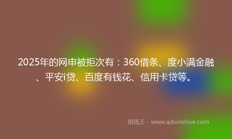 2025年的网申被拒次有：360借条、度小满金融、平安i贷、百度有钱花、信用卡贷等。