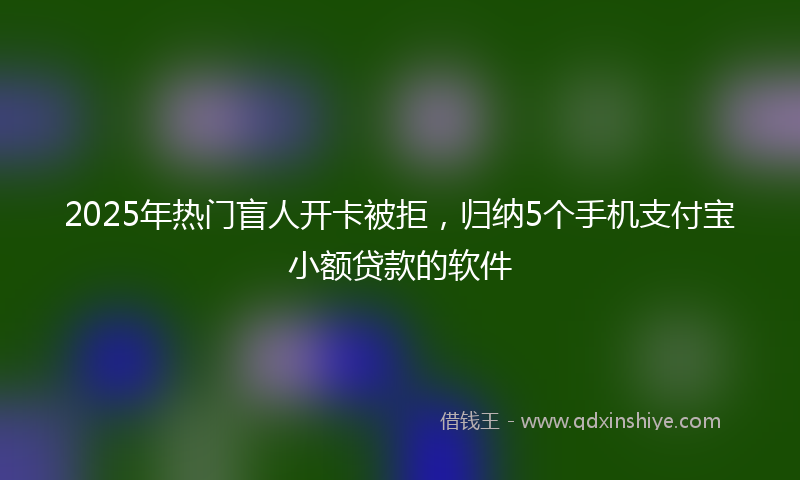 2025年热门盲人开卡被拒，归纳5个手机支付宝小额贷款的软件