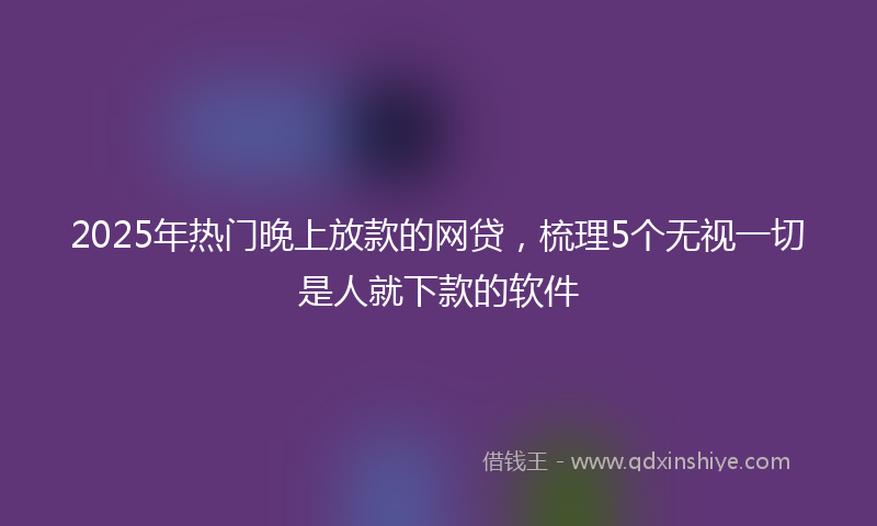 2025年热门晚上放款的网贷，梳理5个无视一切是人就下款的软件