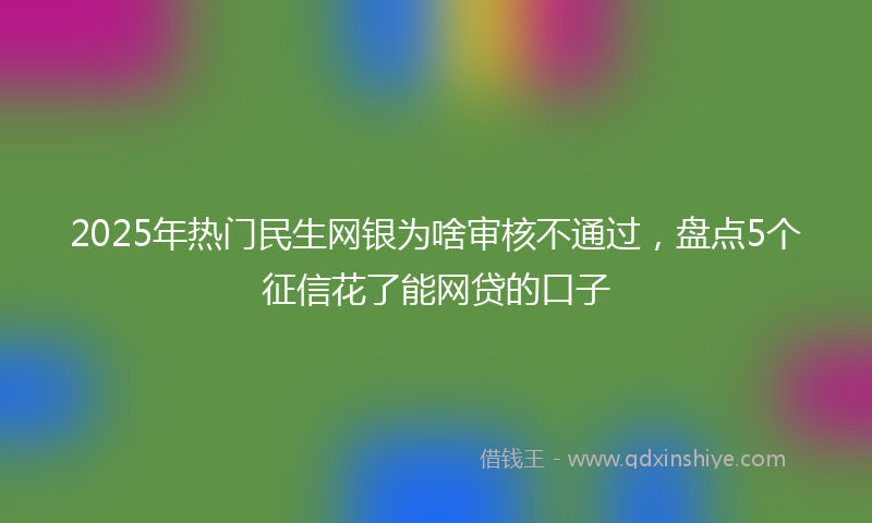 2025年热门民生网银为啥审核不通过，盘点5个征信花了能网贷的口子