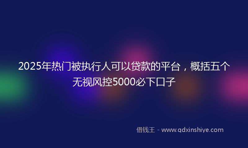 2025年热门被执行人可以贷款的平台，概括五个无视风控5000必下口子