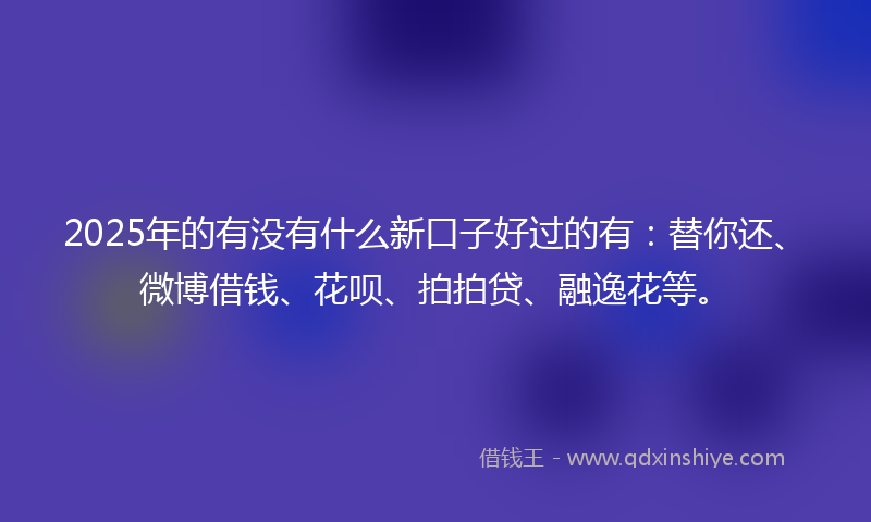 2025年的有没有什么新口子好过的有：替你还、微博借钱、花呗、拍拍贷、融逸花等。