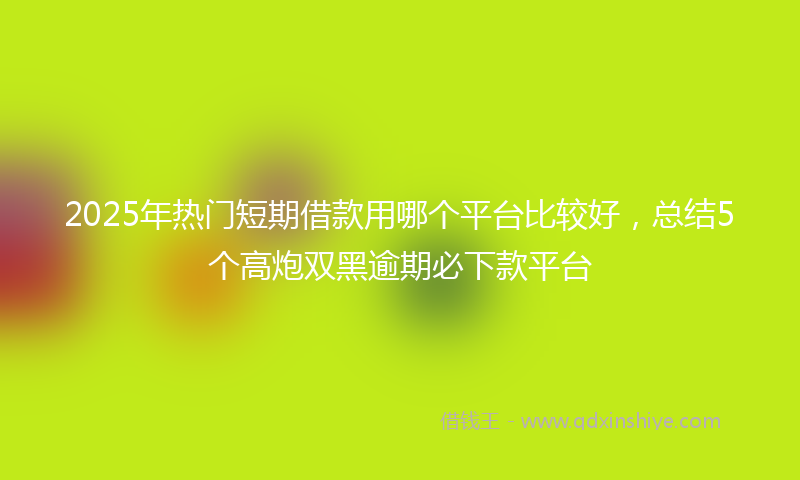 2025年热门短期借款用哪个平台比较好，总结5个高炮双黑逾期必下款平台