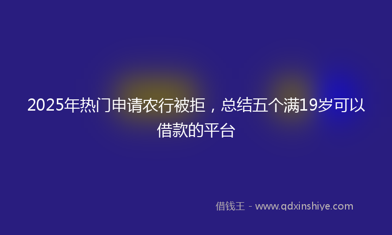 2025年热门申请农行被拒，总结五个满19岁可以借款的平台