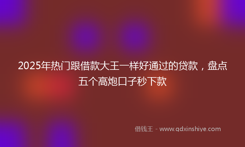 2025年热门跟借款大王一样好通过的贷款，盘点五个高炮口子秒下款