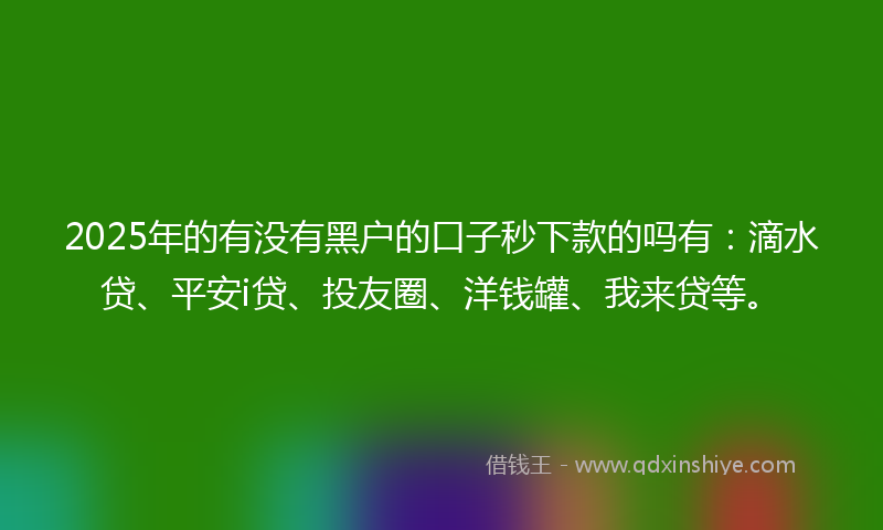 2025年的有没有黑户的口子秒下款的吗有：滴水贷、平安i贷、投友圈、洋钱罐、我来贷等。