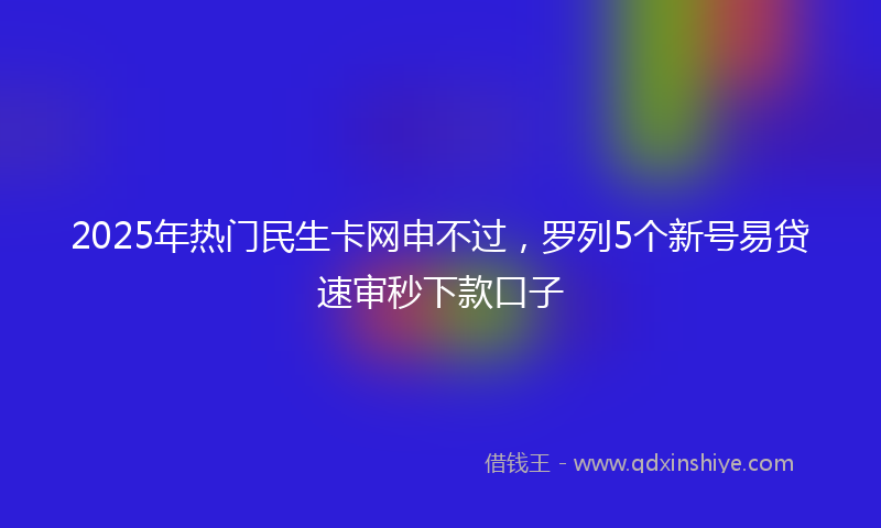 2025年热门民生卡网申不过，罗列5个新号易贷速审秒下款口子