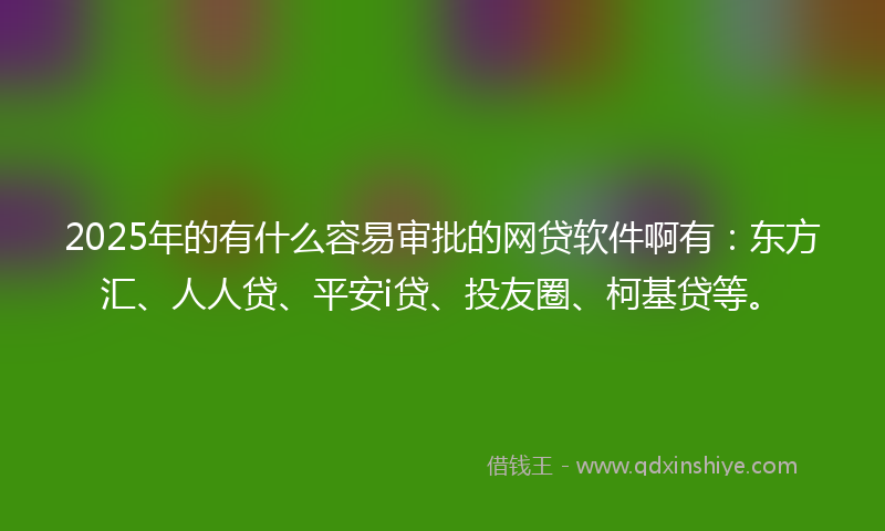 2025年的有什么容易审批的网贷软件啊有：东方汇、人人贷、平安i贷、投友圈、柯基贷等。