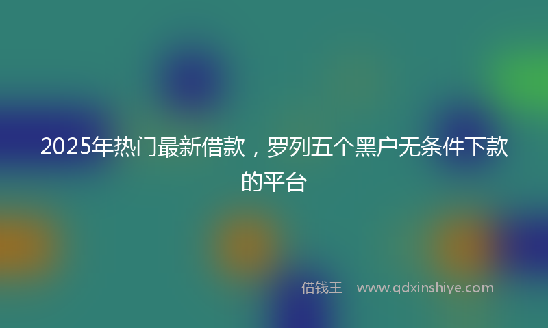 2025年热门最新借款，罗列五个黑户无条件下款的平台