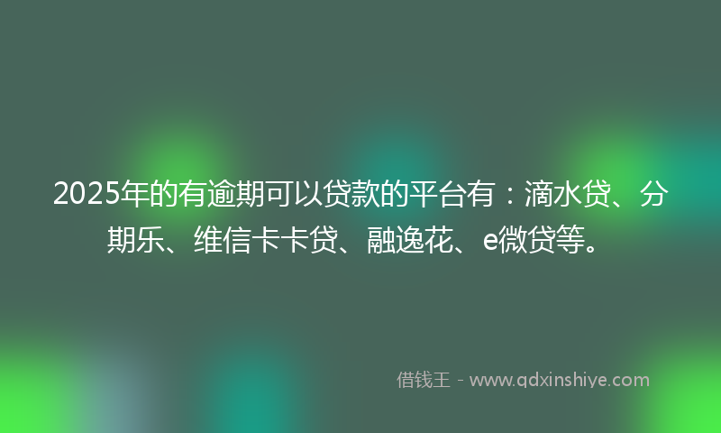 2025年的有逾期可以贷款的平台有：滴水贷、分期乐、维信卡卡贷、融逸花、e微贷等。