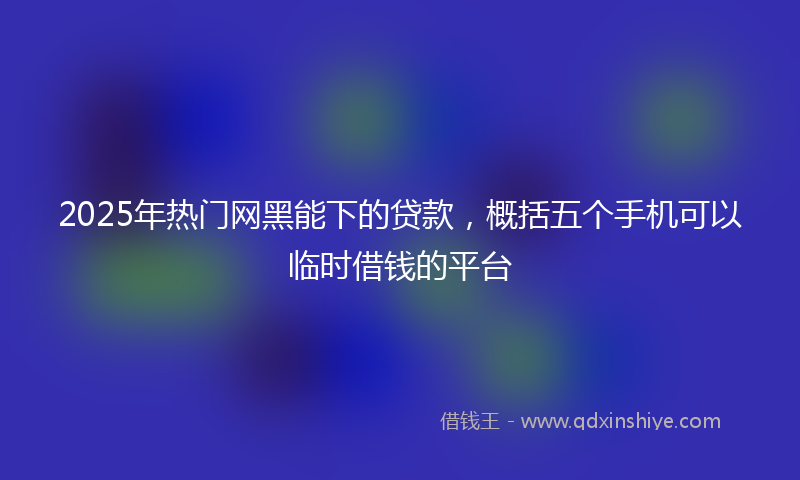 2025年热门网黑能下的贷款，概括五个手机可以临时借钱的平台