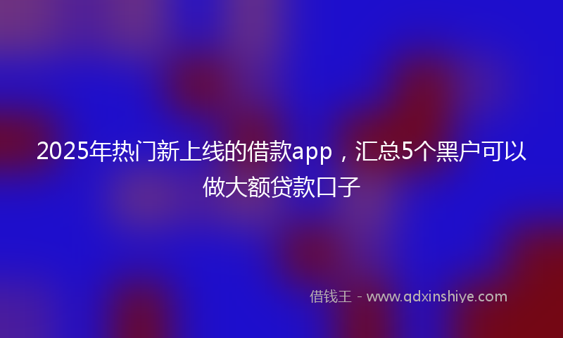 2025年热门新上线的借款app，汇总5个黑户可以做大额贷款口子