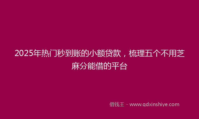 2025年热门秒到账的小额贷款，梳理五个不用芝麻分能借的平台