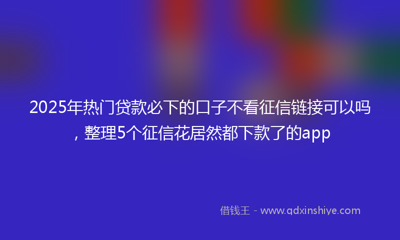 2025年热门贷款必下的口子不看征信链接可以吗，整理5个征信花居然都下款了的app