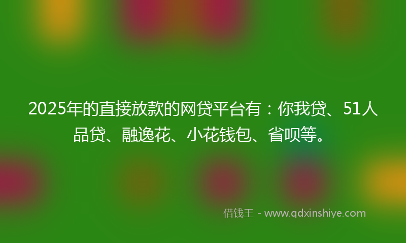 2025年的直接放款的网贷平台有：你我贷、51人品贷、融逸花、小花钱包、省呗等。