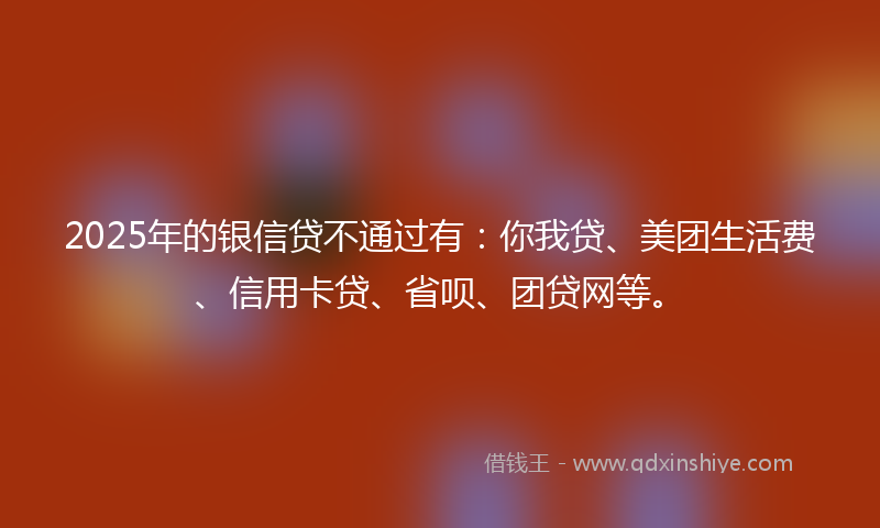 2025年的银信贷不通过有：你我贷、美团生活费、信用卡贷、省呗、团贷网等。