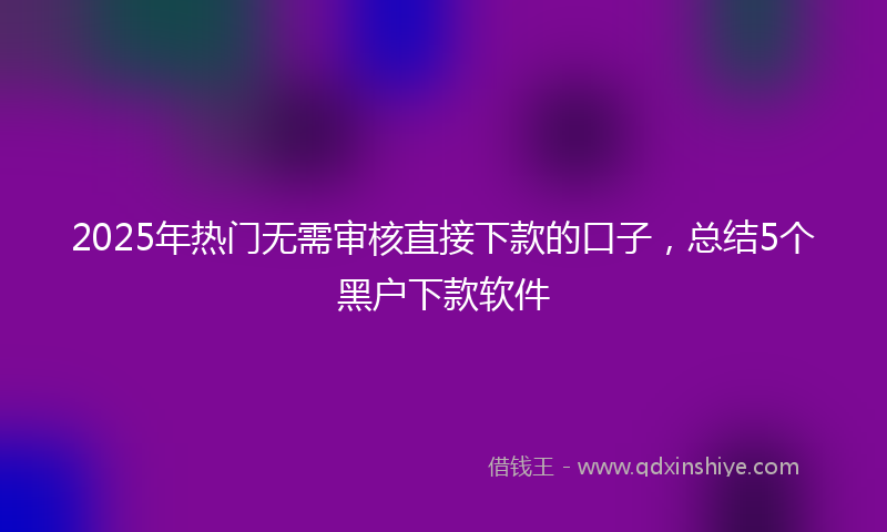 2025年热门无需审核直接下款的口子，总结5个黑户下款软件