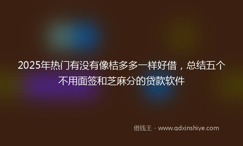 2025年热门有没有像桔多多一样好借，总结五个不用面签和芝麻分的贷款软件