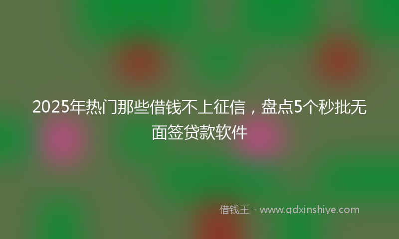 2025年热门那些借钱不上征信，盘点5个秒批无面签贷款软件