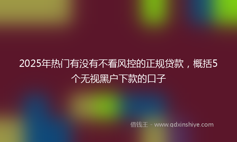 2025年热门有没有不看风控的正规贷款，概括5个无视黑户下款的口子