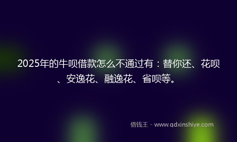 2025年的牛呗借款怎么不通过有：替你还、花呗、安逸花、融逸花、省呗等。