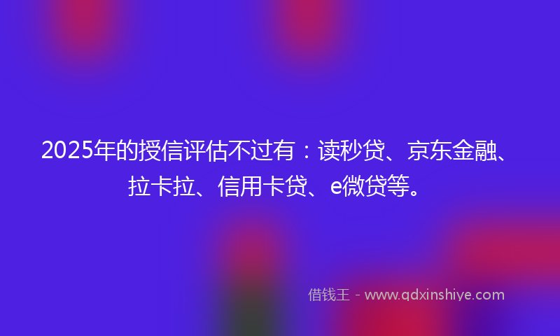 2025年的授信评估不过有：读秒贷、京东金融、拉卡拉、信用卡贷、e微贷等。