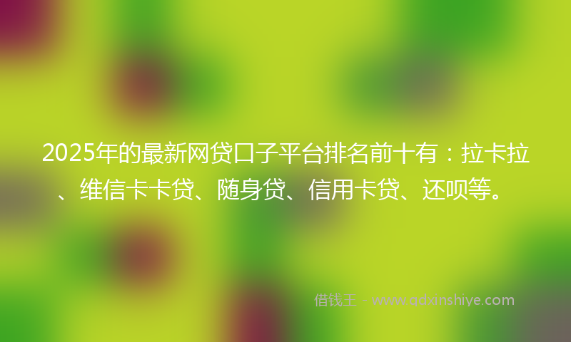 2025年的最新网贷口子平台排名前十有：拉卡拉、维信卡卡贷、随身贷、信用卡贷、还呗等。