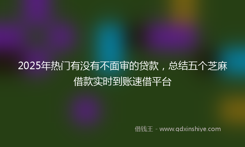 2025年热门有没有不面审的贷款，总结五个芝麻借款实时到账速借平台